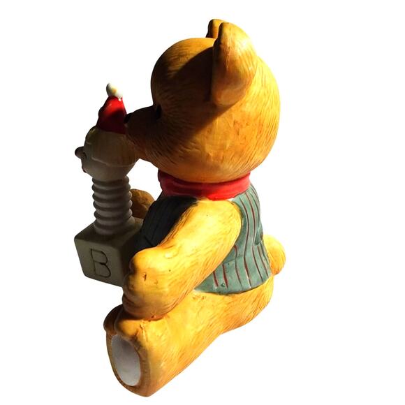 Vintage Ceramic Teddy Bear Revolving Music Box Pop Goes The Weasel - Picture 4 of 4